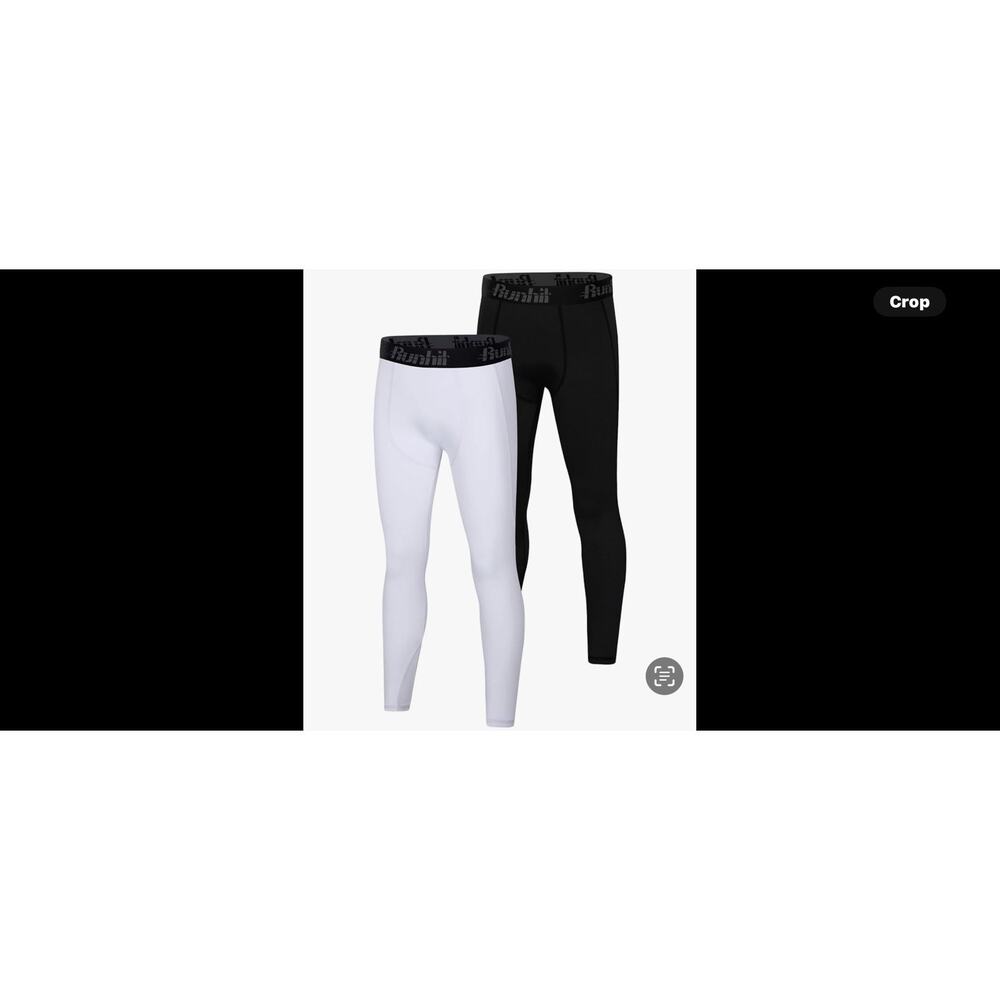 Runhit Boys Compression Leggings, Youth Athletic Tights X 2 Sz M
